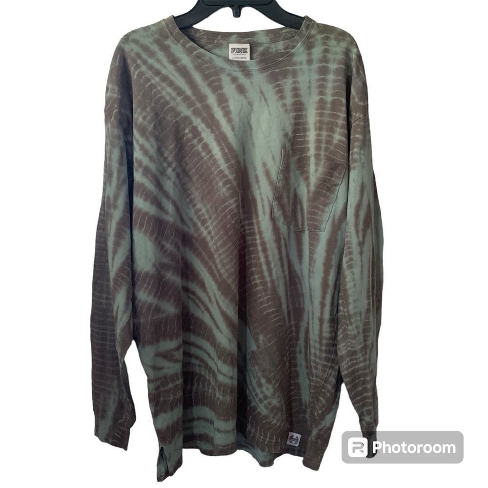 PINK NWOT VS Tie Dye Boho 100% Cotton Long Sleeve T Shirt Small Earth Toned